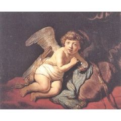 Cupid Blowing Soap Bubbles Painting Reproduction