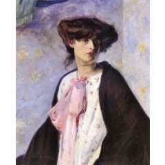Woman with a Pink Bow Painting Reproduction