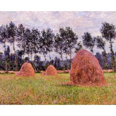 Haystacks, Overcast Day Painting Reproduction
