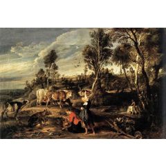 Farm at Laken Painting Reproduction