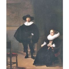 Portrait of a Couple in an Interior Painting Reproduction