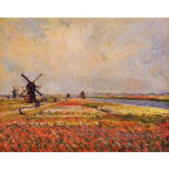 Fields of Flowers and Windmills near Leiden Painting Reproduction