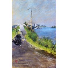 Dutch Canal, also known as Canal Path Holland Painting Reproduction