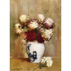Mums in an Oriental Vase Painting Reproduction