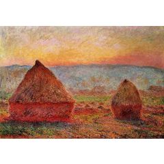 Grainstacks at Giverny, Sunset Painting Reproduction
