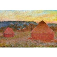 Two Grainstacks at the End of the Day, Autumn Painting Reproduction