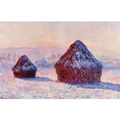 Grainstacks in the Morning, Snow Effect Painting Reproduction