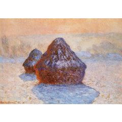Grainstacks, White Frost Effect Painting Reproduction