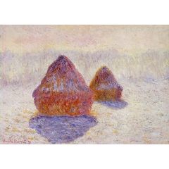 Grainstacks, White Frost Effect By Monet, also known as Grainstacks, In Snowy Effect By Monet Painting Reproduction