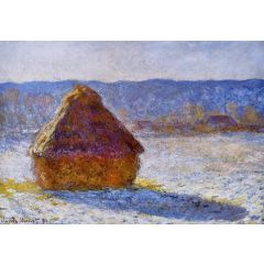 Grainstack in the Morning, Snow Effect Painting Reproduction