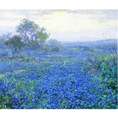 A Cloudy Day, Bluebonnets near San Antonio, Texas Painting Reproduction