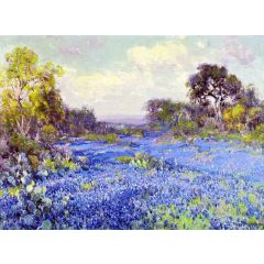 Blue Bonnets at Late Afternoon Painting Reproduction