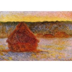 Grainstack at Sunset, Winter Painting Reproduction