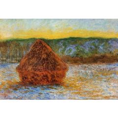 Grainstack, Thaw, Sunset Painting Reproduction