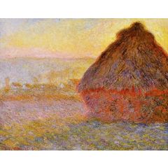 Grainstack at Sunset Painting Reproduction
