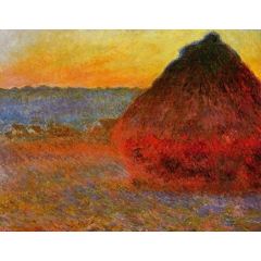 Grainstack, Impression in Pinks and Blues Painting Reproduction