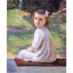 Girl with a Pink Bow Painting Reproduction