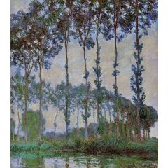 Poplars on the Banks of the River Epte, Overcast Weather Painting Reproduction