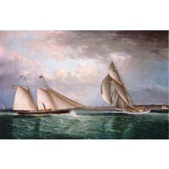 The Schooner ’Triton’ and The Sloop ’Christine’ Racing in Newport Harbor Painting Reproduction