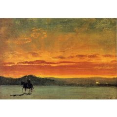 Indian Rider at Sunset Painting Reproduction