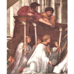 The Mass at Bolsena, detail 1, Stanza di Eliodoro Painting Reproduction