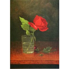 A Single Rose in a Glass Painting Reproduction