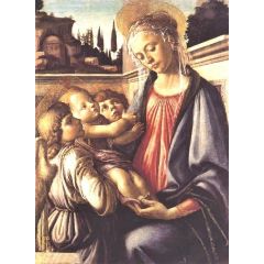 Madonna and Child and Two Angels Painting Reproduction