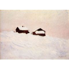 Houses in the Snow Painting Reproduction