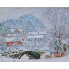 Sandviken Village in the Snow Painting Reproduction