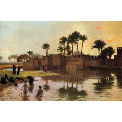 Bathers by the Edge of a River Painting Reproduction