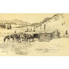 Where I Learned the Diamond Hitch, The Old Hoover Ranch on the South Fork of the Judith Painting Reproduction