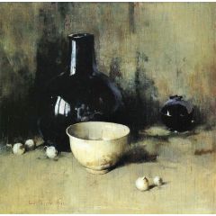 Still Life with Self-Portrait Reflection Painting Reproduction