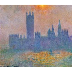 Houses of Parliament, Effect of Sunlight in the fog Painting Reproduction