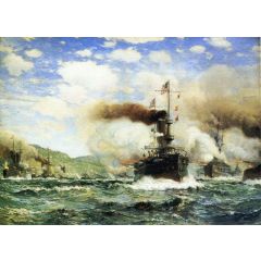 Naval Battle Painting Reproduction