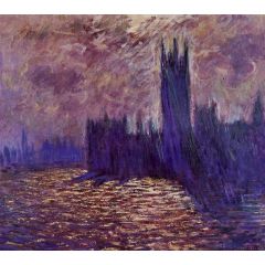 Houses of Parliament, Reflection of the Thames Painting Reproduction