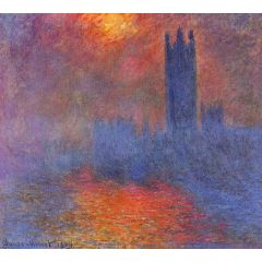 Houses of Parliament, Effect of Sunlight in the Fog Painting Reproduction