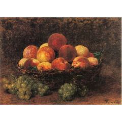 Basket of Peaches Painting Reproduction