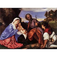 The Holy Family with a Shepherd Painting Reproduction