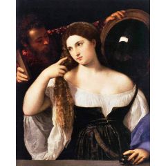 Woman with a Mirror Painting Reproduction