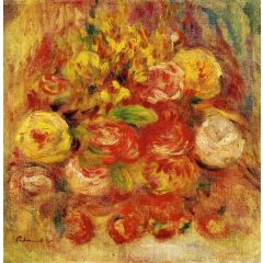 Flowers in a Vase with Blue Decoration Painting Reproduction