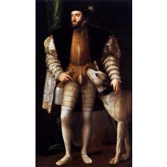 Charles V Standing with His Dog Painting Reproduction