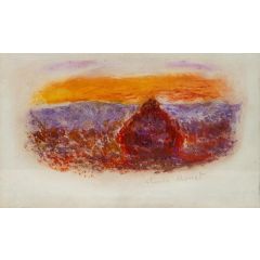 Grainstack at Sunset Painting Reproduction