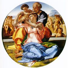 The Holy Family with the infant St. John the Baptist, the Doni tondo Painting Reproduction