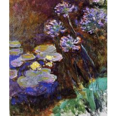 Water-Lilies and Agapanthus Painting Reproduction