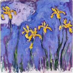 Yellow Irises with Pink Cloud Painting Reproduction