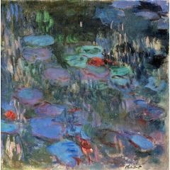 Water-Lilies, Reflections of Weeping Willows, right half Painting Reproduction