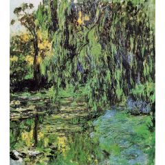 Weeping Willow and Water-Lily Pond Painting Reproduction