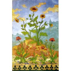Four Decorative Panels: Sunflowers and Poppies Painting Reproduction