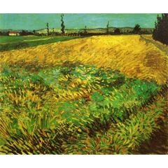Wheat Field with the Alpilles Foothills in the Background Painting Reproduction
