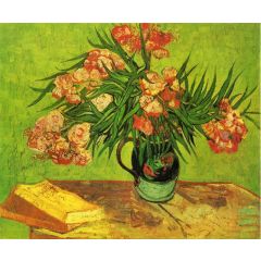 Still Life: Vase with Oleanders and Books Painting Reproduction